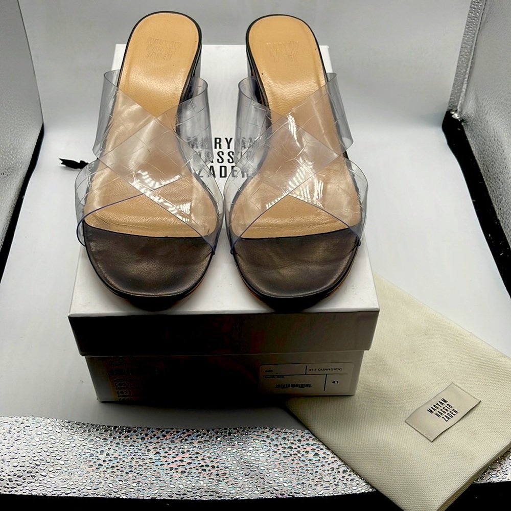 Maryam Nasir Zadeh Black Slide with clear cross straps, size 41, worn twice.